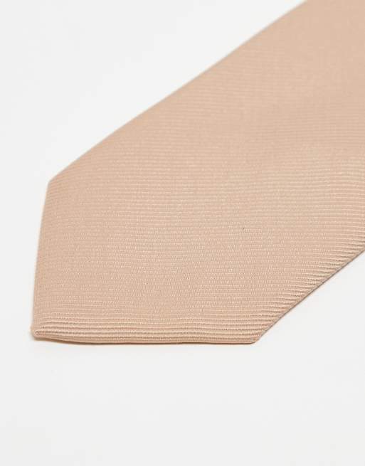 ASOS DESIGN - Stropdas met textuur in camel, 3 van 4