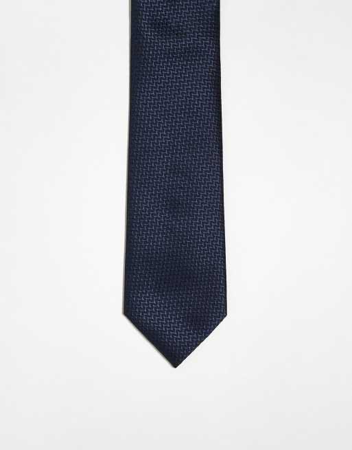ASOS Design - Stropdas met textuur in marineblauw