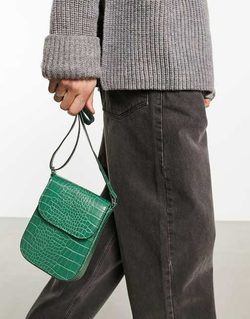 Green faux 2025 croc bag