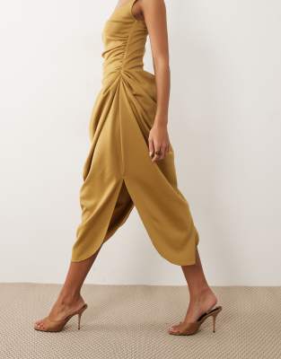 asos gold wrap dress Design - Structured Bandage Midi - Women - Polyester/Elastane - 10 US Mini dress