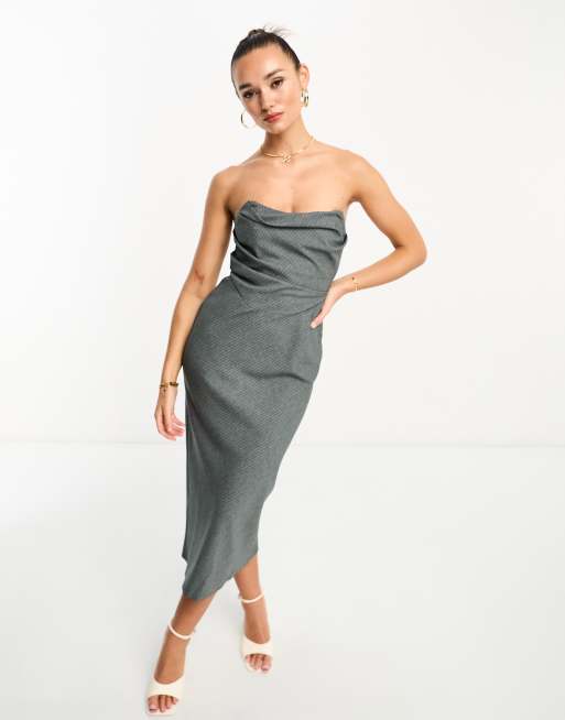 Asos grey midi dress hotsell