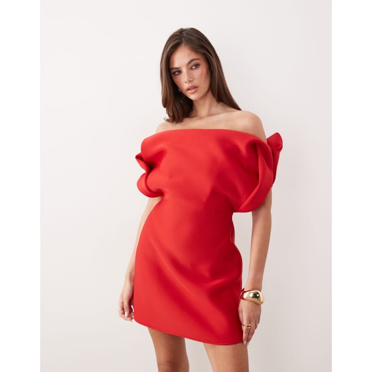 oasis red bardot dress Fashion Oasis Red Bardot Dress ASOS DESIGN Structured Bardot Mini Dress In  Red Scuba-style Fabric