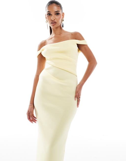 Asos bardot cold shoulder dip back midi prom dress sale