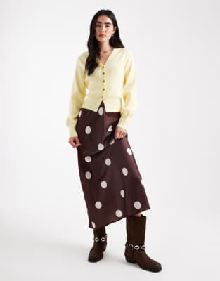 Asos Design Structured Belted Cardigan With Shoulder Pads In Yellow