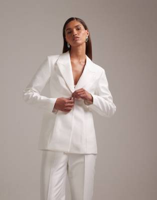 Asos Design Structured Blazer With Deep Pockets In White