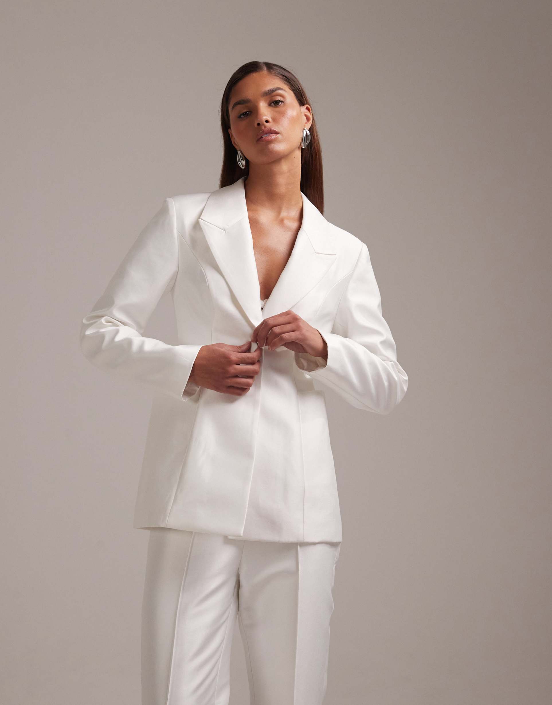 asos design structured blazer with deep pockets in white
