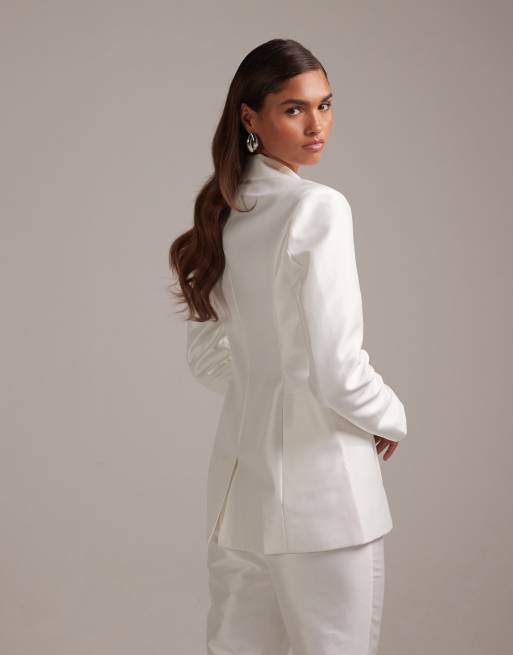 ASOS DESIGN structured blazer with deep pockets in white, 5 of 5