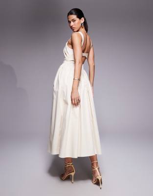 Asos Design Structured Bust Detail Full Skirt Midi Dress