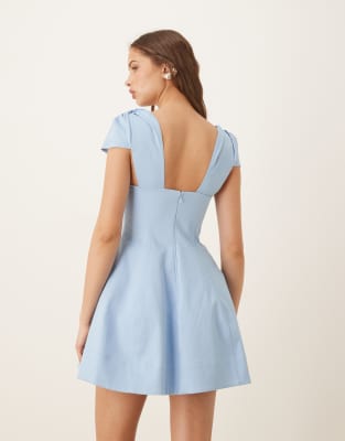bust detail a-line mini dress in sky blue Baseline Strapless Mini Dress Blue