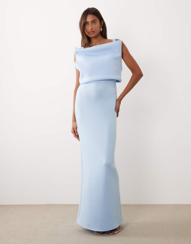 ASOS DESIGN structured cami maxi dress in light blue scuba-style fabric