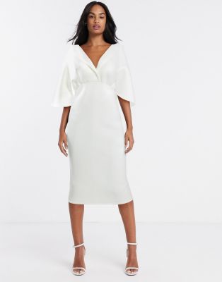 cape sleeve white dress