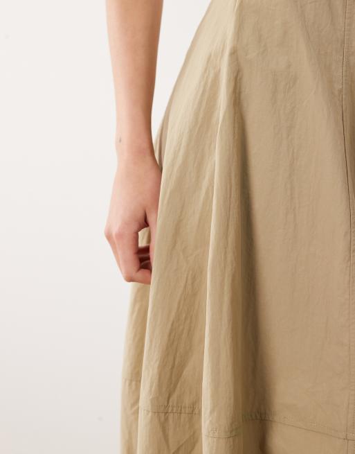 ASOS DESIGN structured cargo barrel midi skirt in camel, 4 of 5