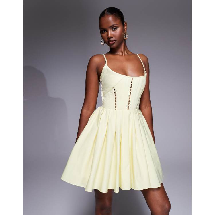ASOS DESIGN structured corset mini dress with lace-up back
