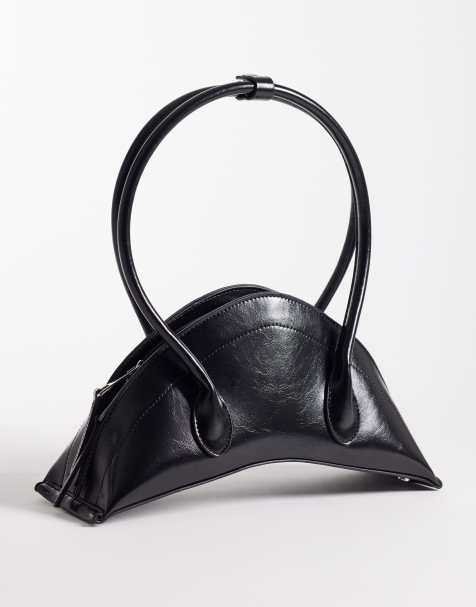 ASOS DESIGN structured croissant clutch purse in black - view 1