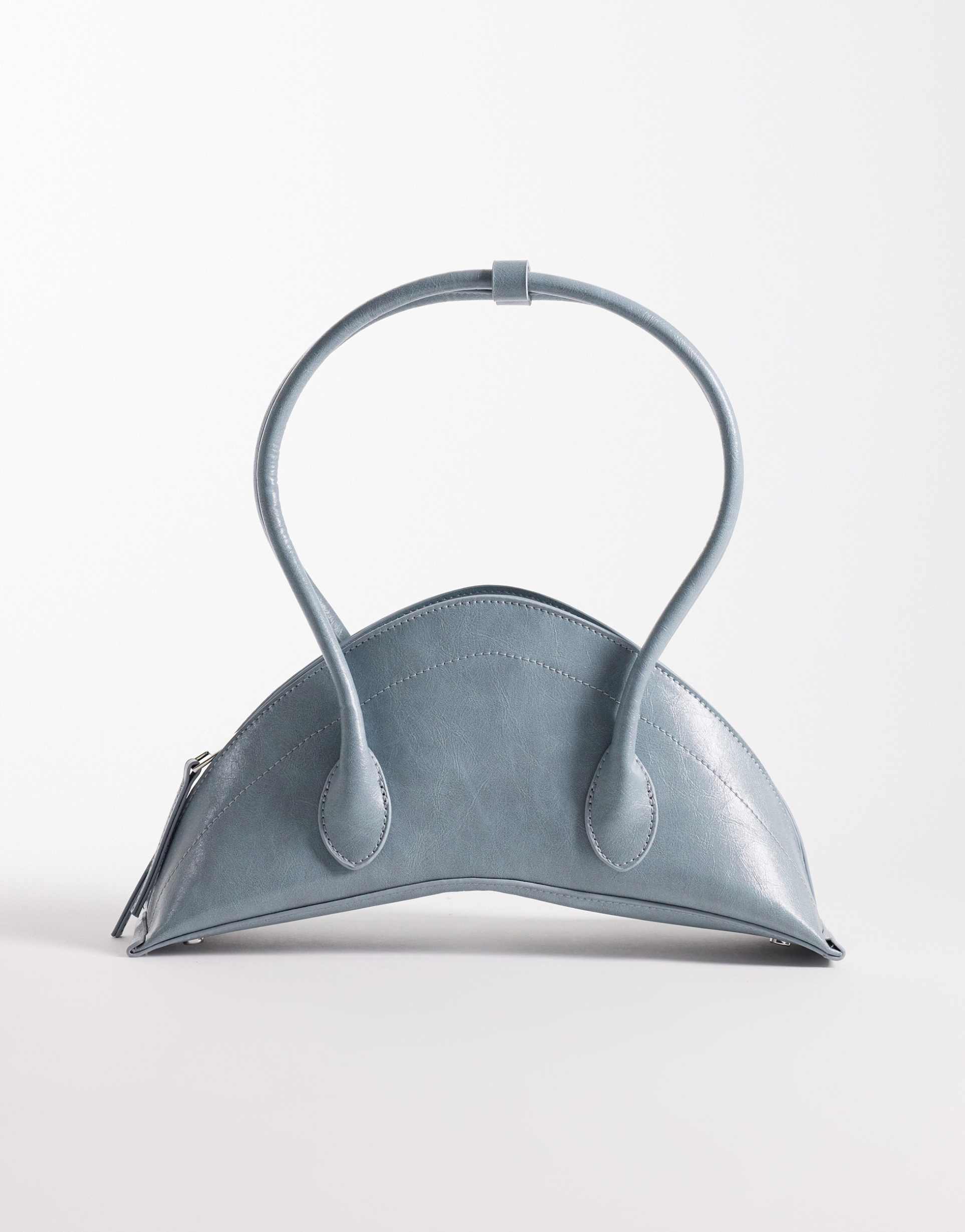 asos design structured croissant clutch purse in dusty blue