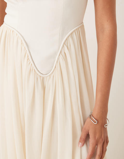 ASOS DESIGN structured cross back maxi dress in buttermilk