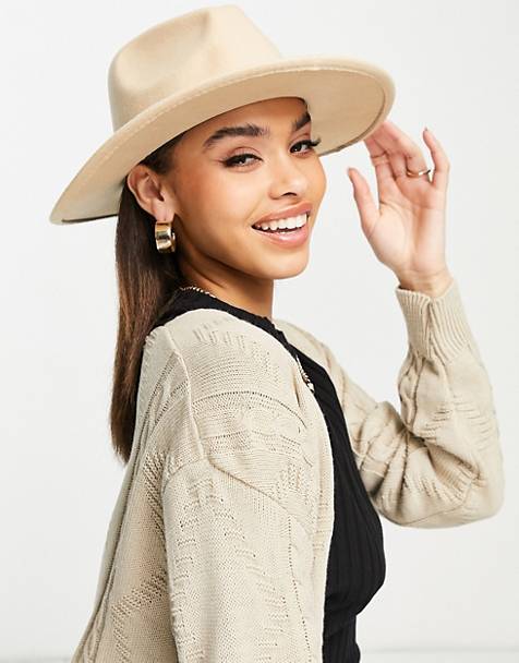 ASOS DESIGN structured fedora with size adjuster in stone