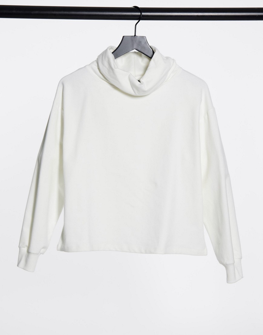 ASOS DESIGN structured high neck cozy sweatshirt in winter white