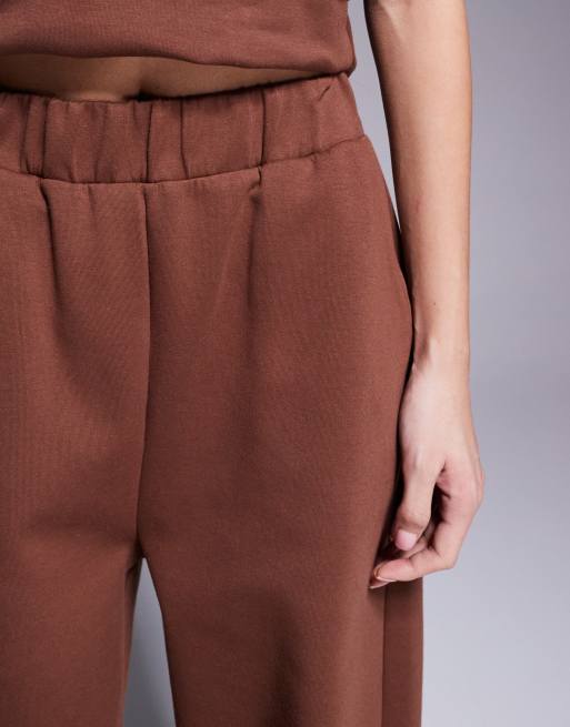 ASOS DESIGN structured interlock pants in brown - part of a set, 5 of 5