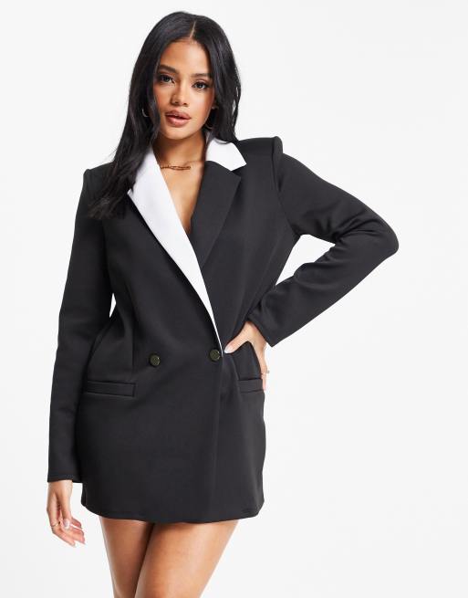 ASOS DESIGN structured jersey assymetric tux blazer in mono 