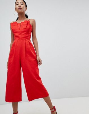 ASOS DESIGN Structured Jumpsuit With Culotte Leg And Pleated Bodice | ASOS