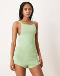 [ASOS DESIGN] ASOS DESIGN structured knit cami top in green (part of a set) XS Green