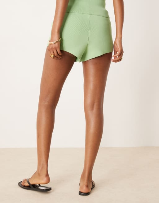 ASOS DESIGN structured knit micro shorts in green - part of a set, 4 of 5
