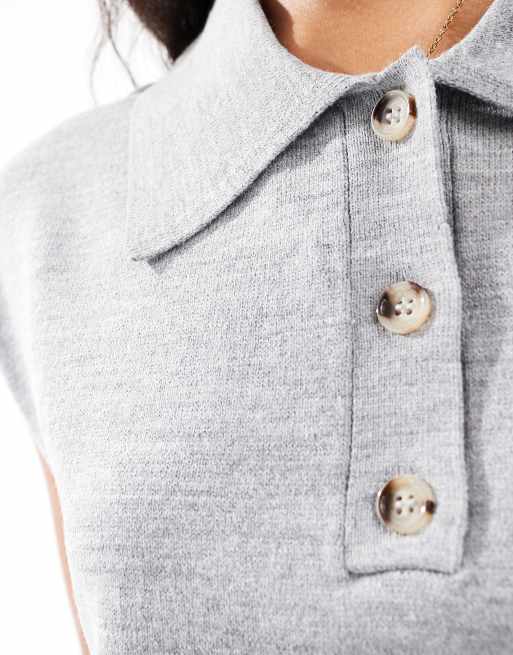 ASOS DESIGN structured knitted polo in gray