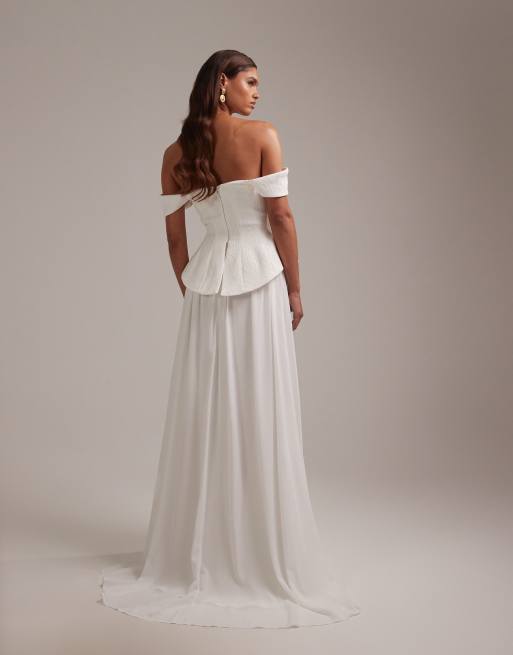 sachin and babi light blue dress Never Worn Lillian West Ivory Chiffon & Lace A-Line Wedding Dress
