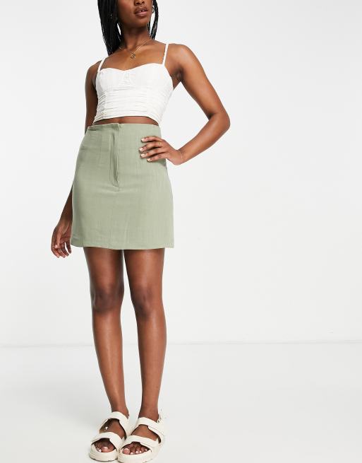 Linen skirt outlet khaki