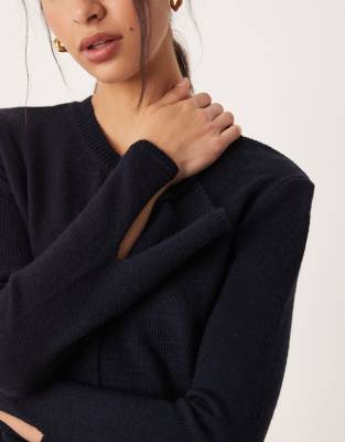 Asos Design Structured Longline Crew Neck Cardigan In Blue