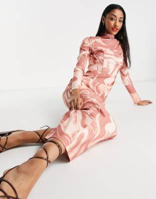 ASOS DESIGN structured maxi dress with seam detail in swirl print