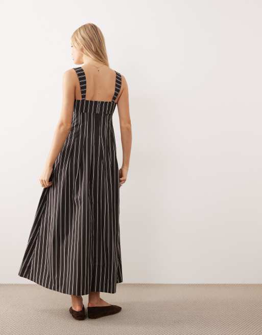 ASOS DESIGN structured midaxi cami slip dress in brown stripes, 4 of 4