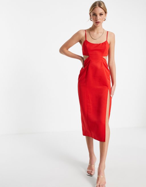 Red cut store out dress