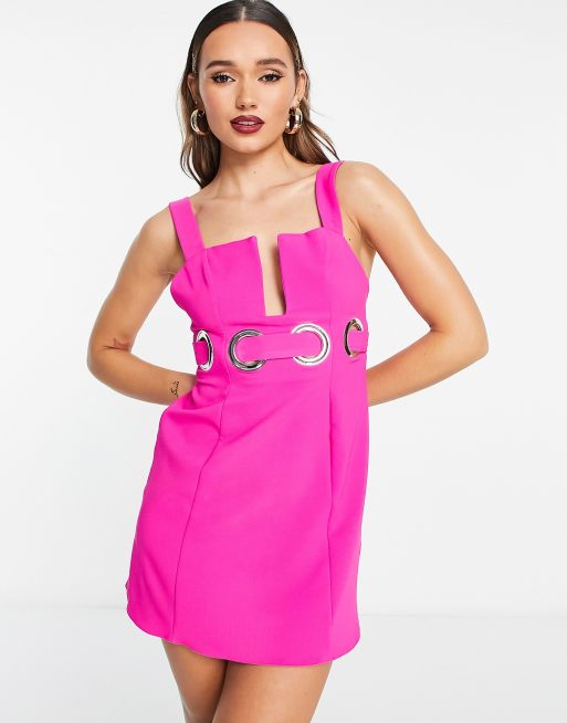 ASOS DESIGN structured mini dress with 70 s ring waist detail in