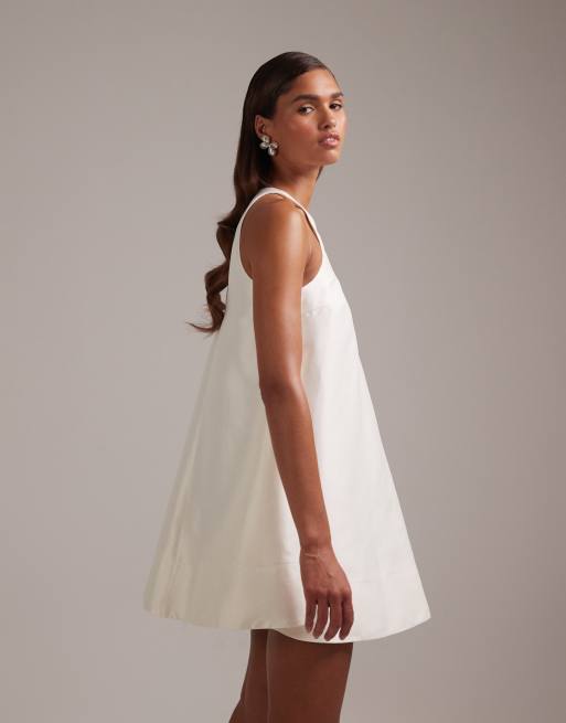 ASOS DESIGN structured mini shift wedding dress in ivory, 5 of 5