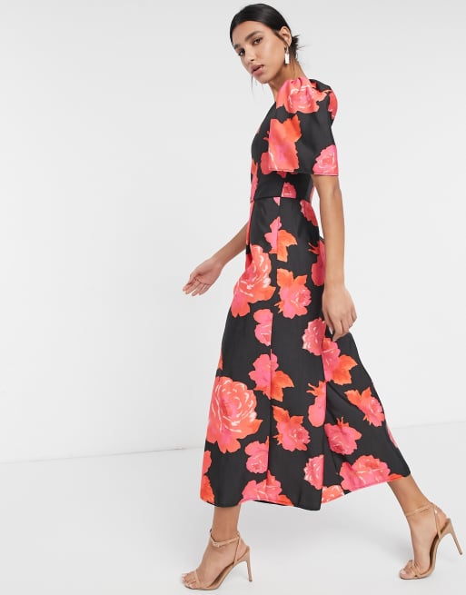 ASOS DESIGN structured one shoulder jumpsuit in bold floral, 4 of 4