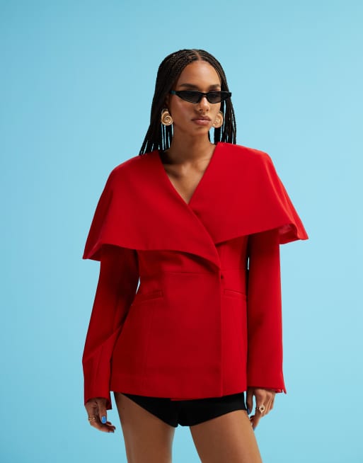 ASOS DESIGN structured oversized collar blazer in red - part of a set , 2 of 4
