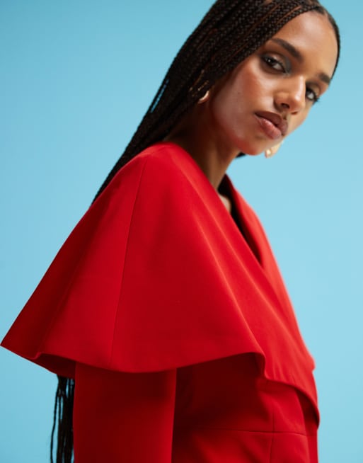ASOS DESIGN structured oversized collar blazer in red - part of a set , 3 of 4