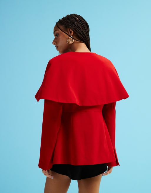 ASOS DESIGN structured oversized collar blazer in red - part of a set , 4 of 4