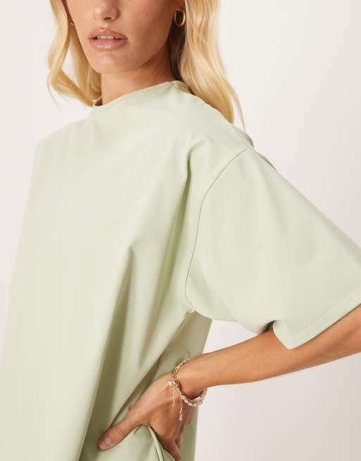 ASOS DESIGN structured oversized T-shirt mini dress in sage | ASOS