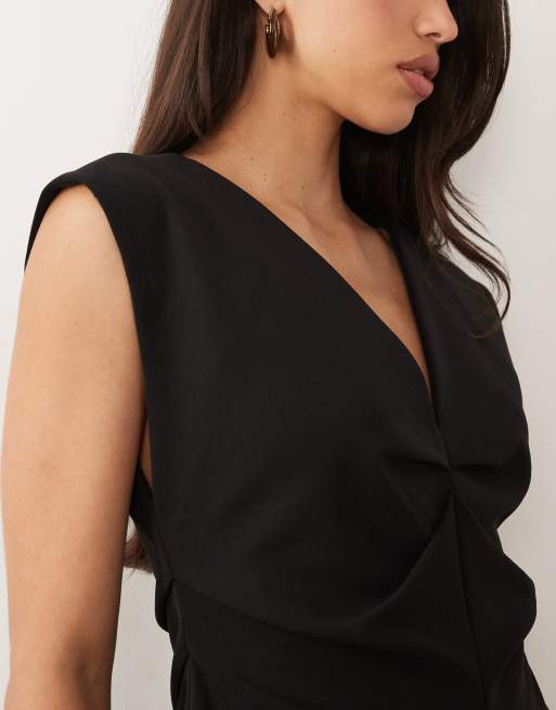 ASOS DESIGN structured panel mini dress in black, 3 of 4