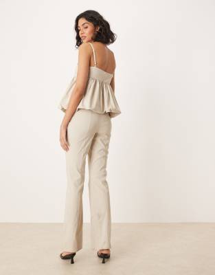 Asos Design Structured Peplum Jumpsuit In White