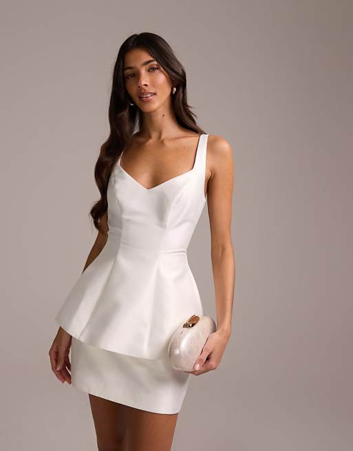 mini peplum dress Boucle a peplum detail at the waist ASOS DESIGN structured peplum wedding