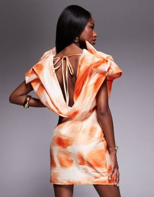 Asos Design Structured Plunge Mini Dress In Orange