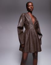 Topshop cupro draped halter top in fig