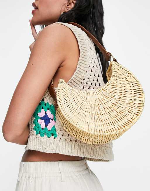 Rattan shoulder sales bag