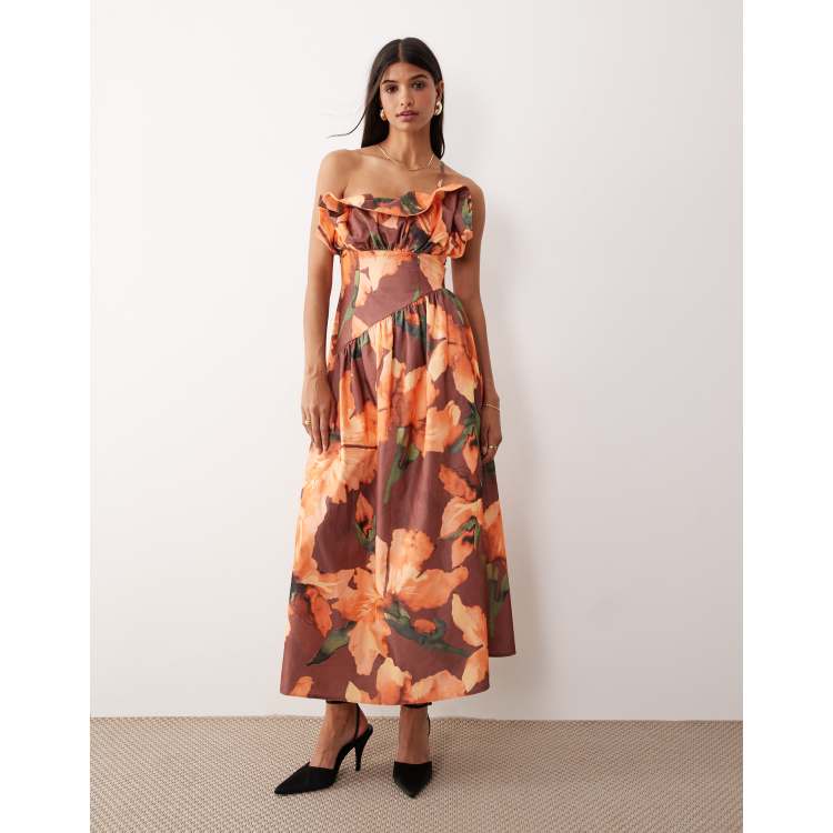 midi dress burnt orange Burnt Orange Sleeveless Vera Midi Dress