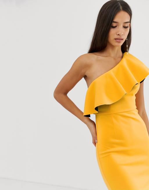 Asos design one shoulder pephem midi bodycon clearance dress