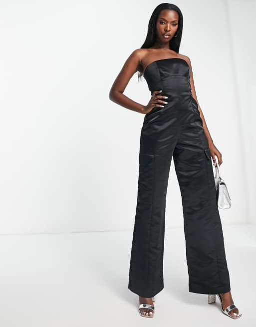 LONG CARGO JUMPSUIT - Black